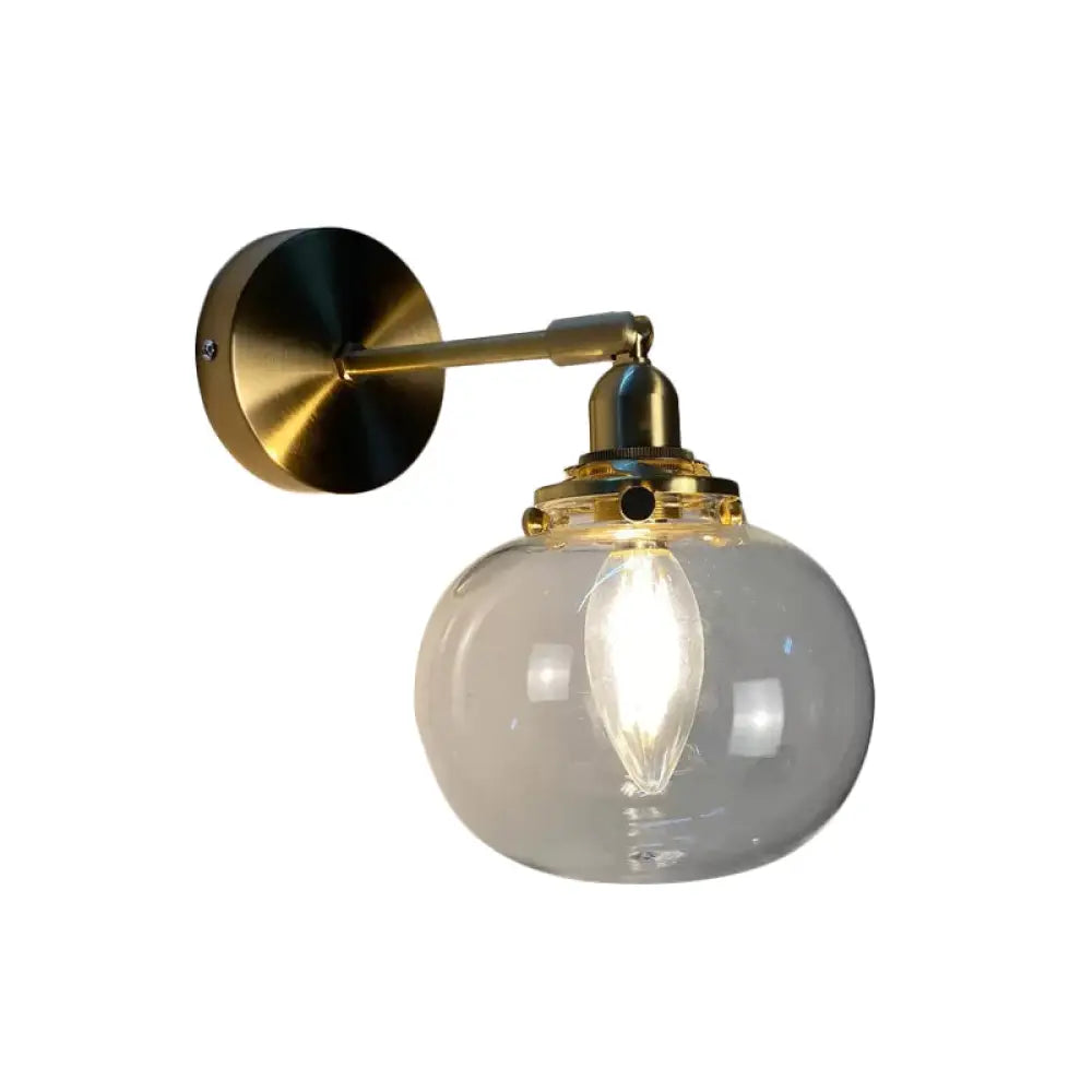 DecorBites™ Gold Rotatable Wall Sconce with Glass Shade - Bedroom Wall Lamp