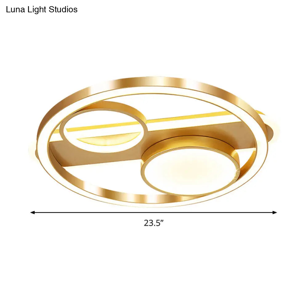 DecorBites™ DecorBites™ Gold Round Nordic LED Ceiling Light - 18"/23.5" - Warm/White Light - Living Room