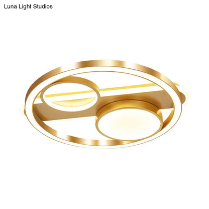 DecorBites™ DecorBites™ Gold Round Nordic LED Ceiling Light - 18"/23.5" - Warm/White Light - Living Room