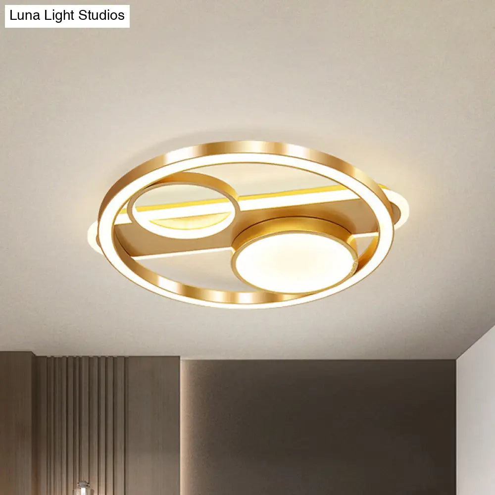 DecorBites™ DecorBites™ Gold Round Nordic LED Ceiling Light - 18"/23.5" - Warm/White Light - Living Room