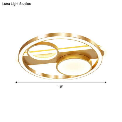 DecorBites™ DecorBites™ Gold Round Nordic LED Ceiling Light - 18"/23.5" - Warm/White Light - Living Room