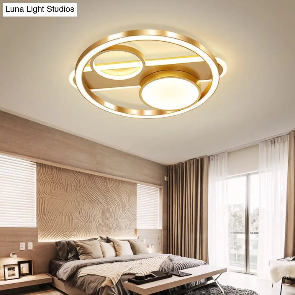 DecorBites™ DecorBites™ Gold Round Nordic LED Ceiling Light - 18"/23.5" - Warm/White Light - Living Room