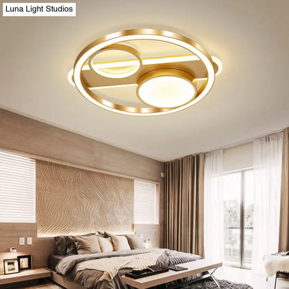 DecorBites™ DecorBites™ Gold Round Nordic LED Ceiling Light - 18"/23.5" - Warm/White Light - Living Room