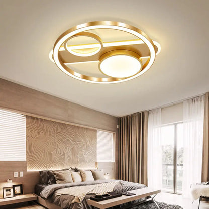 DecorBites™ DecorBites™ Gold Round Nordic LED Ceiling Light - 18"/23.5" - Warm/White Light - Living Room