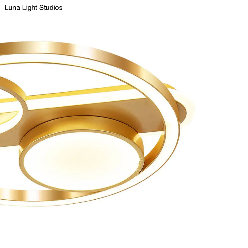 DecorBites™ DecorBites™ Gold Round Nordic LED Ceiling Light - 18"/23.5" - Warm/White Light - Living Room