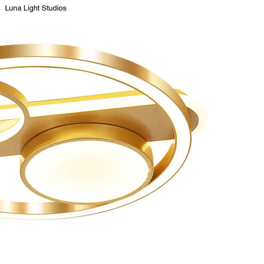 DecorBites™ DecorBites™ Gold Round Nordic LED Ceiling Light - 18"/23.5" - Warm/White Light - Living Room