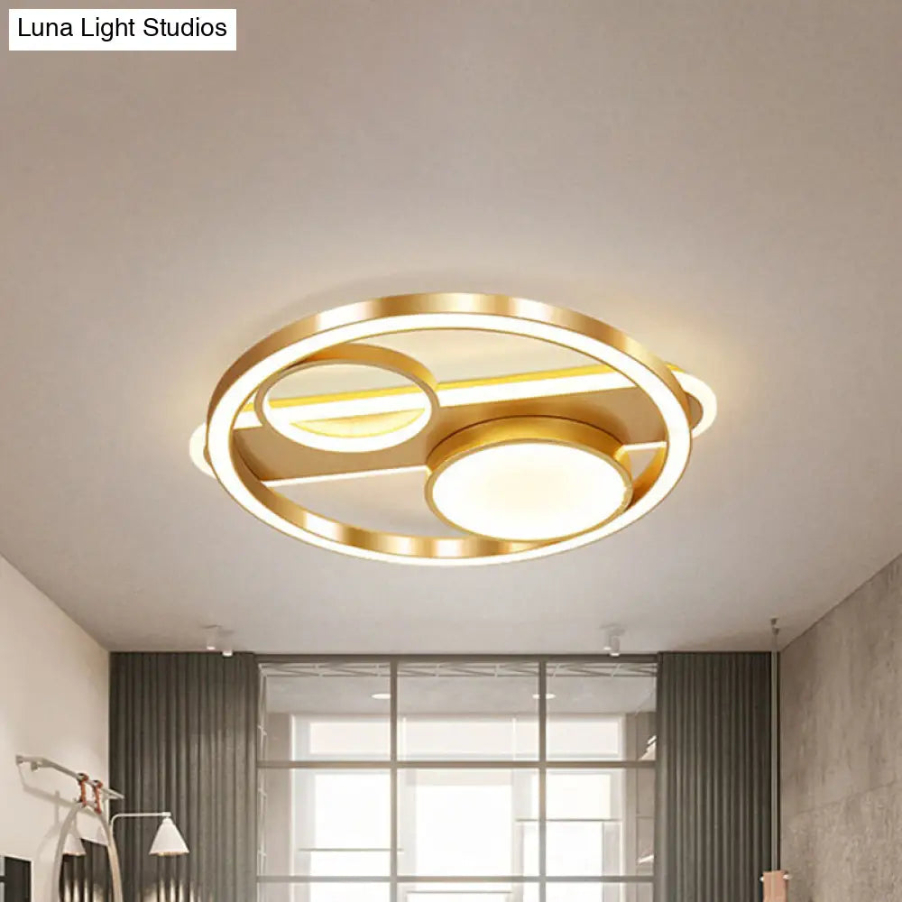 DecorBites™ DecorBites™ Gold Round Nordic LED Ceiling Light - 18"/23.5" - Warm/White Light - Living Room