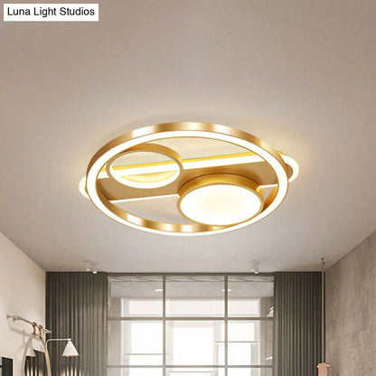 DecorBites™ DecorBites™ Gold Round Nordic LED Ceiling Light - 18"/23.5" - Warm/White Light - Living Room