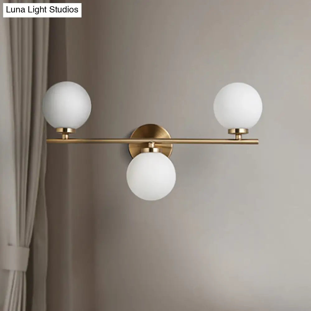 DecorBites™ DecorBites™ Gold Round Wall Mounted Sconce with Milky Glass Shade - Modernism 3 Heads Lighting