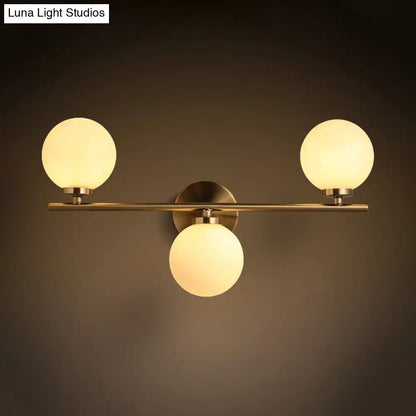 DecorBites™ DecorBites™ Gold Round Wall Mounted Sconce with Milky Glass Shade - Modernism 3 Heads Lighting
