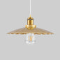 Gold Scalloped Edge Pendant Light - Loft Metallic 1 Bulb Hanging Fixture, Coffee Shop Style, 12/14 Inch Width