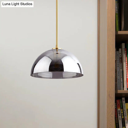 Gold Semicircle Pendant Light Kit with Beautiful Tan/Smoke Gray Mirror Glass - Stylish & Modern Ceiling Lamp