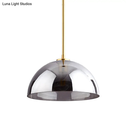 Gold Semicircle Pendant Light Kit with Beautiful Tan/Smoke Gray Mirror Glass - Stylish & Modern Ceiling Lamp