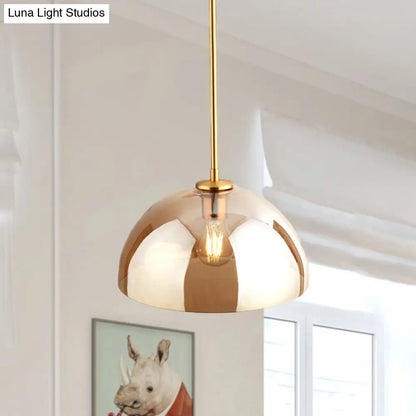 Gold Semicircle Pendant Light Kit with Beautiful Tan/Smoke Gray Mirror Glass - Stylish & Modern Ceiling Lamp