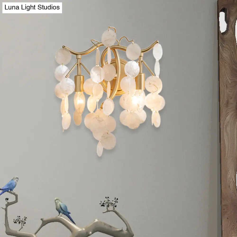 DecorBites™ DecorBites™ Gold Shell Wall Sconce Light with Exposed Bulbs - Contemporary Living Room Lighting