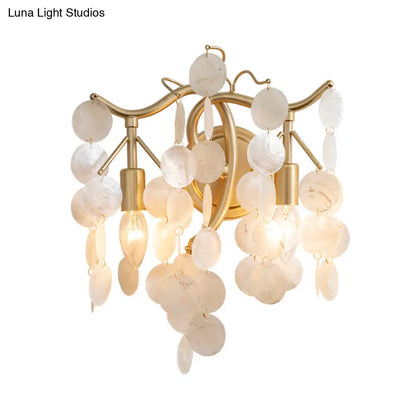 DecorBites™ DecorBites™ Gold Shell Wall Sconce Light with Exposed Bulbs - Contemporary Living Room Lighting