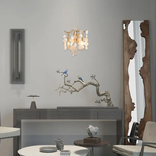 DecorBites™ DecorBites™ Gold Shell Wall Sconce Light with Exposed Bulbs - Contemporary Living Room Lighting