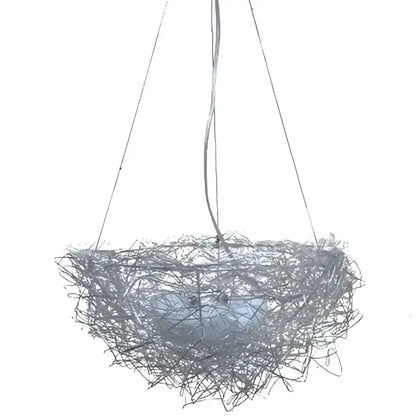 Silver wire bird’s nest pendant light fixture showcasing elegant nest pendant lights for dining room use