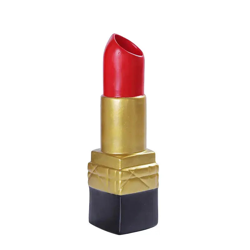 Red lipstick with gold and black case designed as a decorbites lipstick vase resin bedroom flower ornament