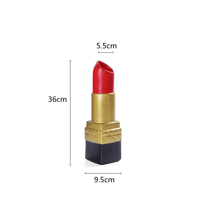 Gold and black resin decorbites lipstick vase shaped like red lipstick for bedroom flower ornament decor
