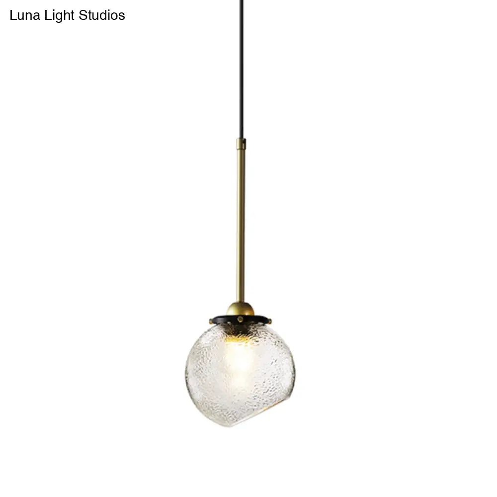 Gold Sphere Hanging Light with Water Glass Shade - Modern Ceiling Suspension Lamp