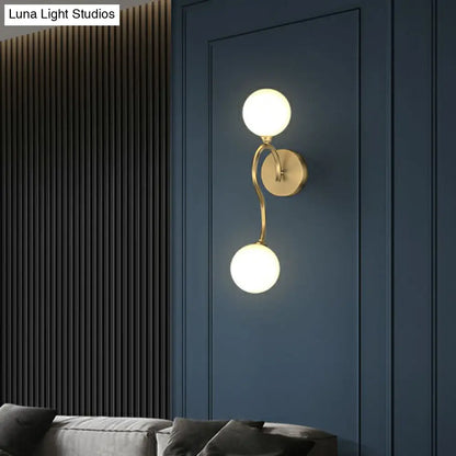 DecorBites™ Gold Spherical Artistic Wall Light with Milky Glass Shade - Stylish Wall Mounted Lighting Fixture