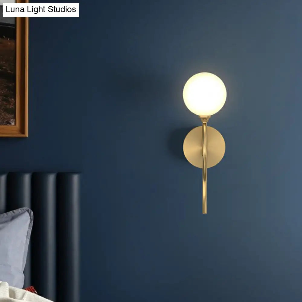 DecorBites™ Gold Spherical Artistic Wall Light with Milky Glass Shade - Stylish Wall Mounted Lighting Fixture