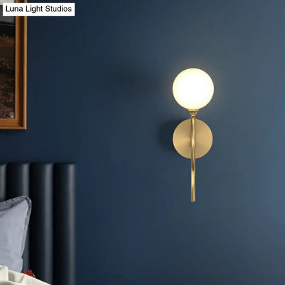 DecorBites™ Gold Spherical Artistic Wall Light with Milky Glass Shade - Stylish Wall Mounted Lighting Fixture