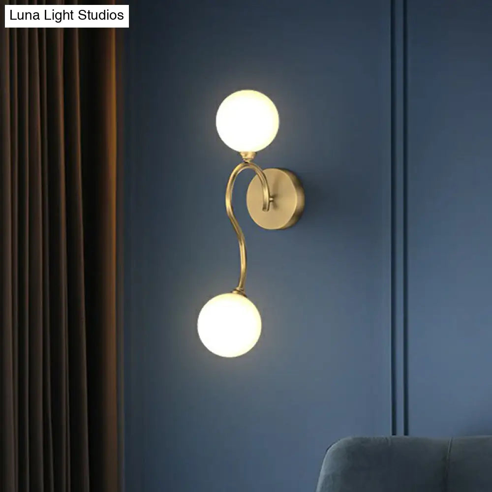DecorBites™ Gold Spherical Artistic Wall Light with Milky Glass Shade - Stylish Wall Mounted Lighting Fixture