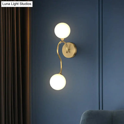 DecorBites™ Gold Spherical Artistic Wall Light with Milky Glass Shade - Stylish Wall Mounted Lighting Fixture