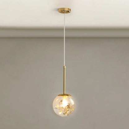 Gold Spherical Glass Pendant Ceiling Light - Modern & Elegant Bedroom Lamp