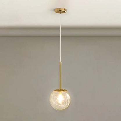 Gold Spherical Glass Pendant Ceiling Light - Modern & Elegant Bedroom Lamp