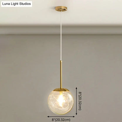 Gold Spherical Glass Pendant Ceiling Light - Modern & Elegant Bedroom Lamp