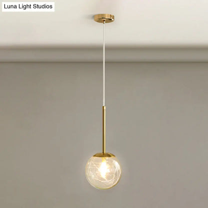 Gold Spherical Glass Pendant Ceiling Light - Modern & Elegant Bedroom Lamp