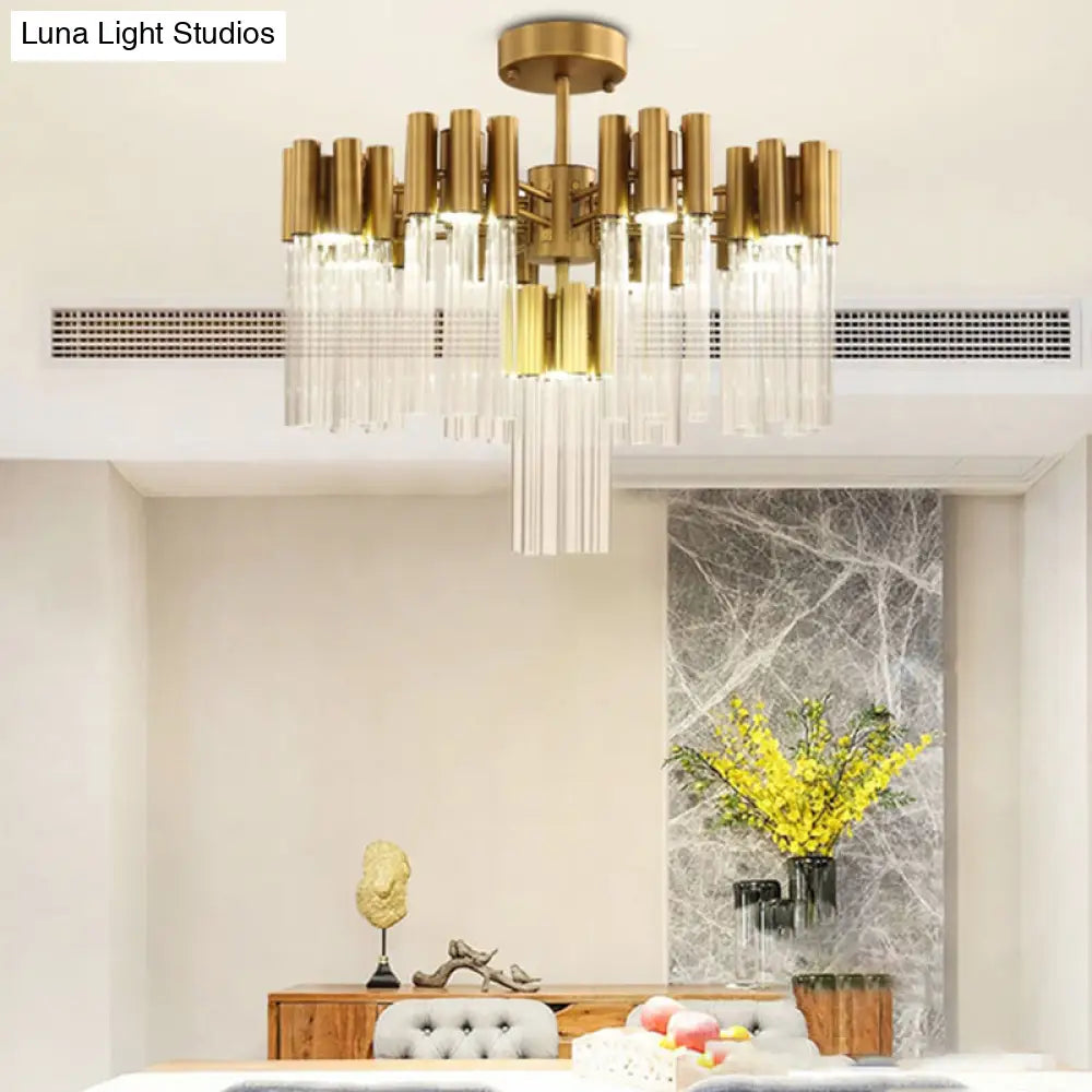DecorBites™ DecorBites™ Gold Sputnik Semi Flush Mount Ceiling Light: Postmodern Design with 7 Heads & Crystal Accents