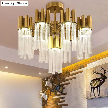 DecorBites™ DecorBites™ Gold Sputnik Semi Flush Mount Ceiling Light: Postmodern Design with 7 Heads & Crystal Accents