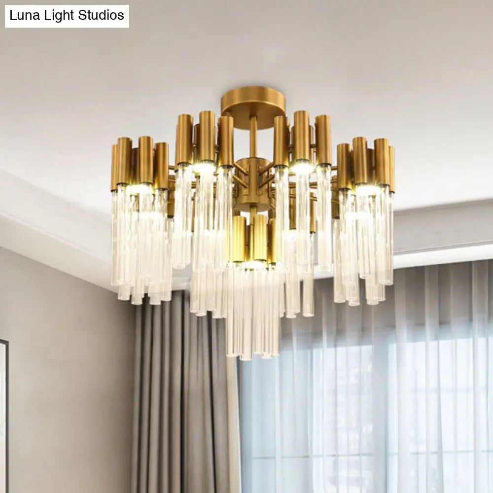DecorBites™ DecorBites™ Gold Sputnik Semi Flush Mount Ceiling Light: Postmodern Design with 7 Heads & Crystal Accents