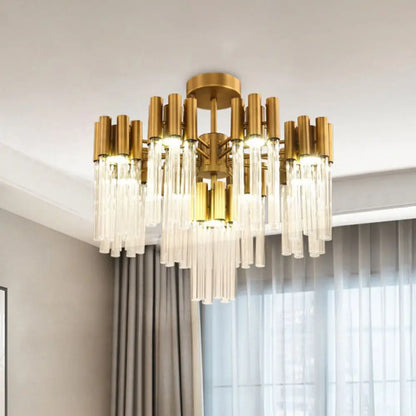 DecorBites™ DecorBites™ Gold Sputnik Semi Flush Mount Ceiling Light: Postmodern Design with 7 Heads & Crystal Accents