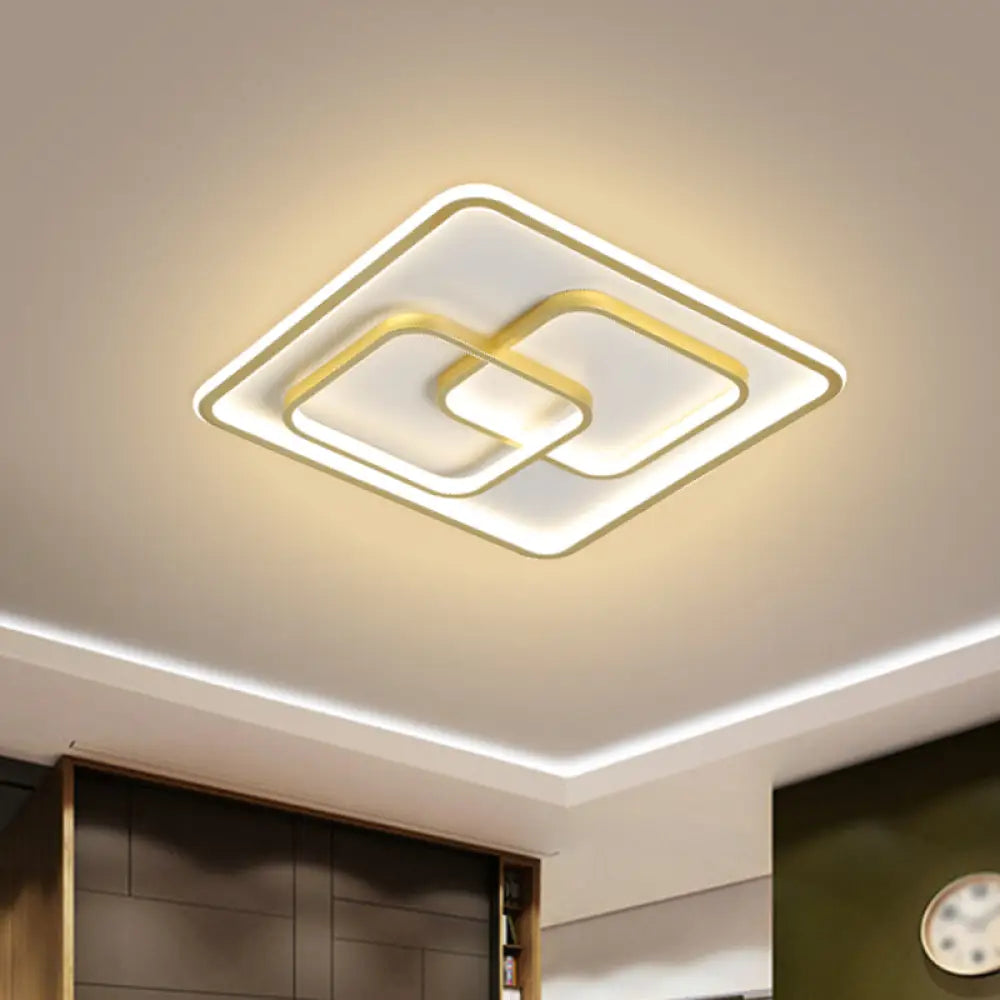 DecorBites™ DecorBites™ Gold Square LED Flush Mount Ceiling Light for Modern Bedrooms