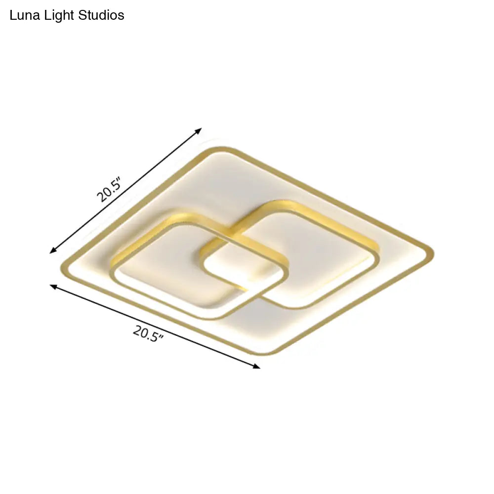 DecorBites™ DecorBites™ Gold Square LED Flush Mount Ceiling Light for Modern Bedrooms