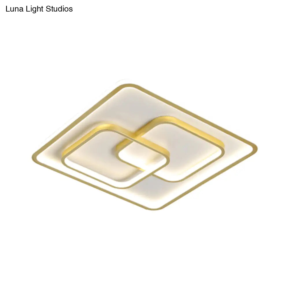 DecorBites™ DecorBites™ Gold Square LED Flush Mount Ceiling Light for Modern Bedrooms