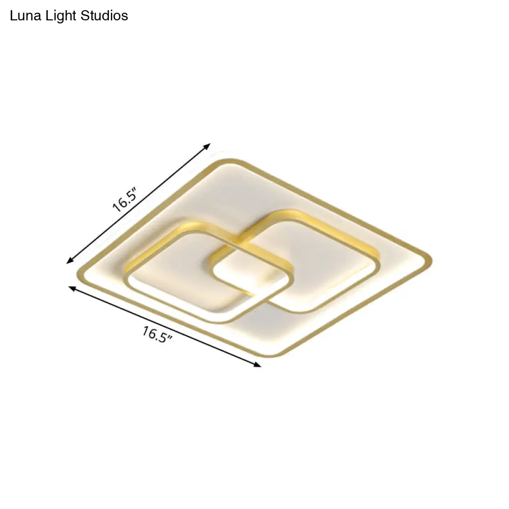 DecorBites™ DecorBites™ Gold Square LED Flush Mount Ceiling Light for Modern Bedrooms