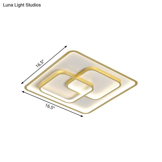 DecorBites™ DecorBites™ Gold Square LED Flush Mount Ceiling Light for Modern Bedrooms