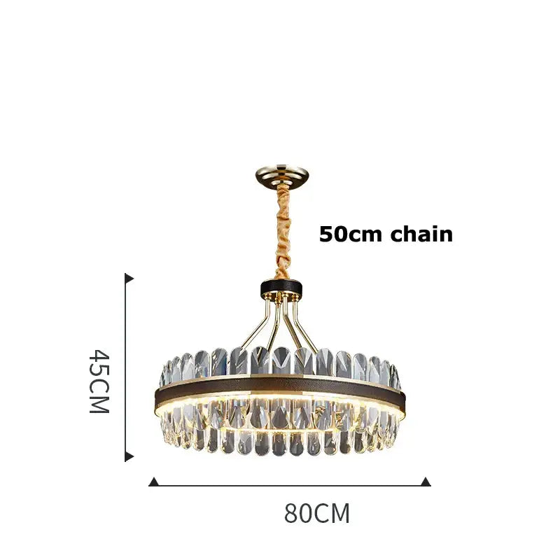 Gold stainless steel crystal chandelier with two tiers of clear droplets and 50cm twisted rope chain for dining room decorbites gold stainless