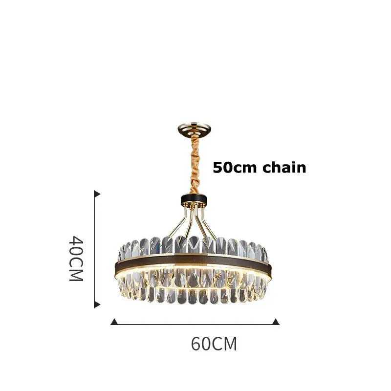 Modern crystal chandelier with gold stainless steel frame and two concentric rings of clear crystals for dining room decorbites gold stainless