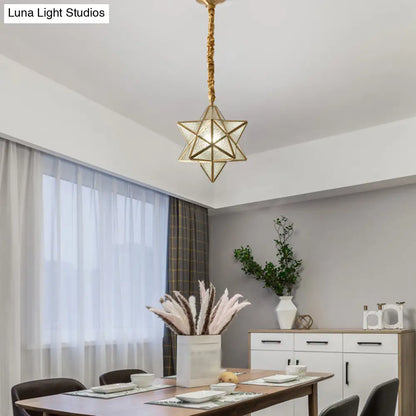 DecorBites™ DecorBites™ Gold Star Ripple Glass Semi Flush Light - Traditional 1-Light for Dining Room Ceiling