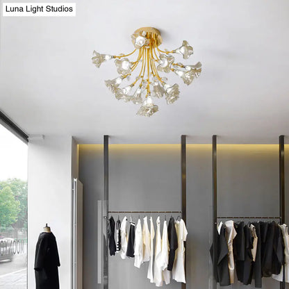 DecorBites™ DecorBites™ Gold Starburst Crystal Ceiling Light Fixture - Modern Semi Flush Mount with 16 Heads