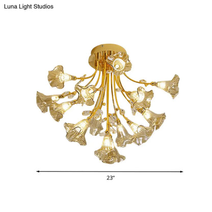 DecorBites™ DecorBites™ Gold Starburst Crystal Ceiling Light Fixture - Modern Semi Flush Mount with 16 Heads