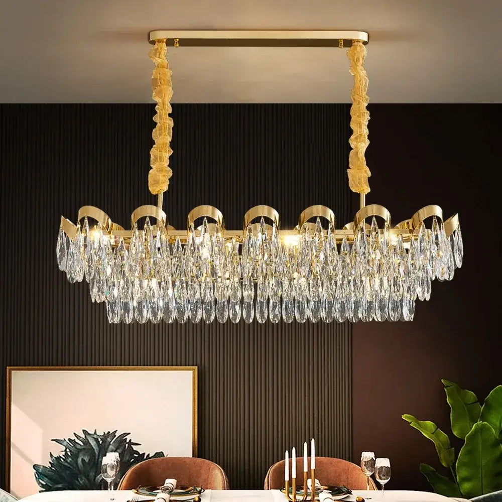 Gold sunflower crystal ceiling chandelier with gold-toned cascading crystal teardrops and textured ruffled chains decorbites led sunflower