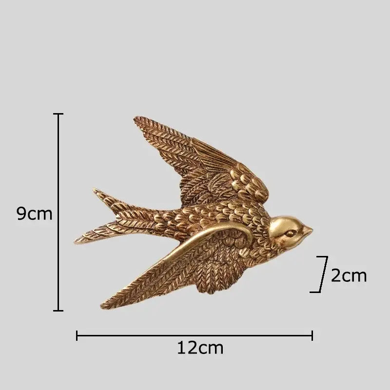 Golden swallow dove wall hanging hooks with detailed feather texture and metallic finish for living room decorbites dove wall
